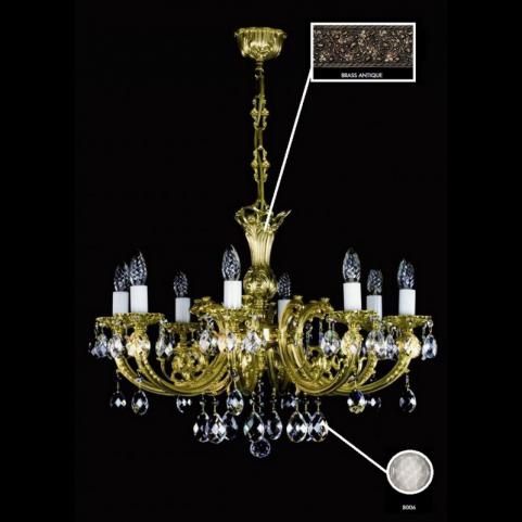 Люстра Art Glass ANASTASIA VIII. BRASS ANTIQUE CE - 8006