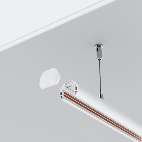 Шинопровод Maytoni Exility TRXM034-R-412W, магнитный низкопрофильный подвесной круглый, белый 2м